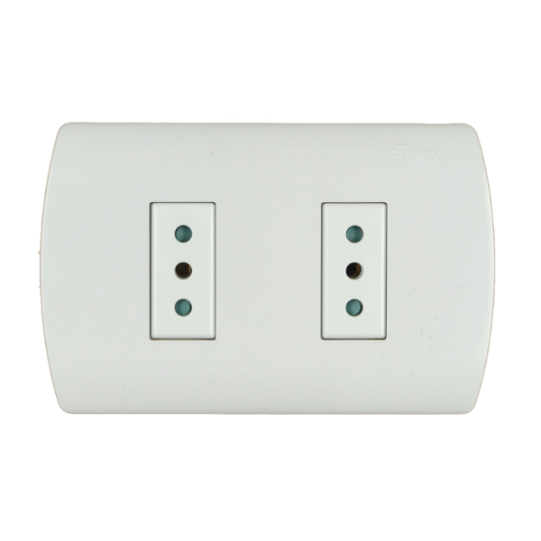Placa Armada Enchufe Doble 10A (MEC Aris Embutido)
