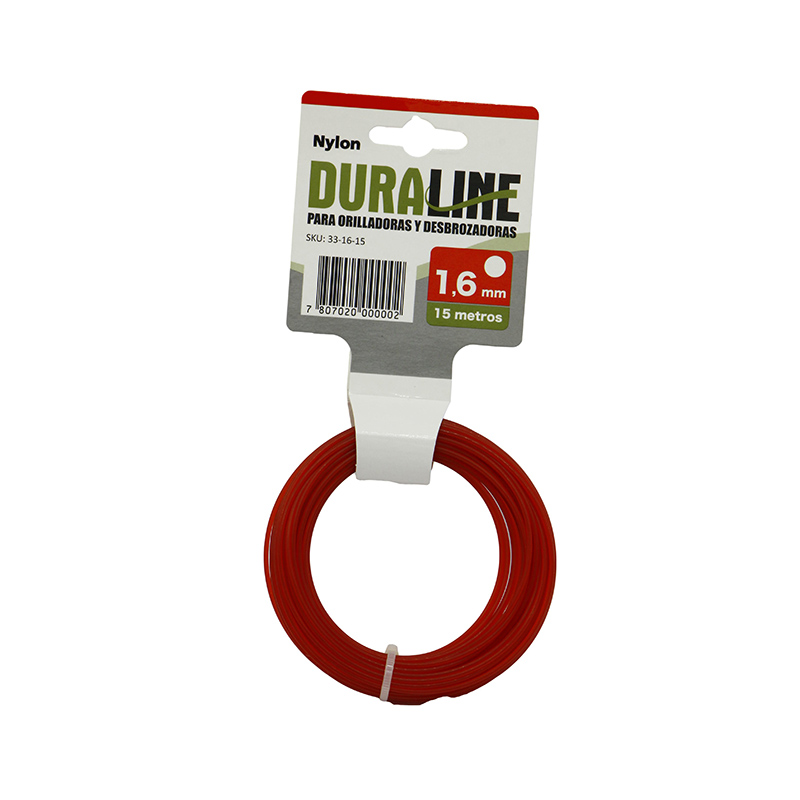 Hilo de Nylon Duraline 1.6 mm x 15 m para Orilladoras y Desbrozadoras