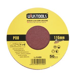 Set de 50 Discos de Lija con Velcro 4 1/2" (115 mm) Grano 80 Uyustools